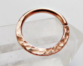 rose gold septum ring hammered , 8mm rose gold filled septum ring, 10mm gold septum ring, 20 gauge gold septum ring, 18 gauge gold filled