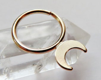 moon septum ring gold filled, half moon septum hoop, crescent moon septum ring, moon goddess piercing, 16, 18, 20 gauge septum piercing, 8mm