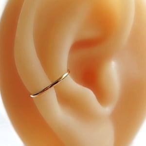 gold filled conch hoop, conch ring in 16 gauge, 18 gauge, 20 gauge, conch piercing in 8mm, 9mm, 10mm, 11mm, 12mm diameter, gold cartilage