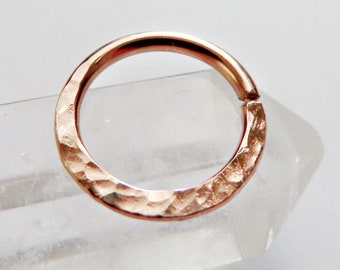 rose gold septum ring hammered , 8mm rose gold filled septum ring, 10mm gold septum ring, 20 gauge gold septum ring, 18 gauge gold filled