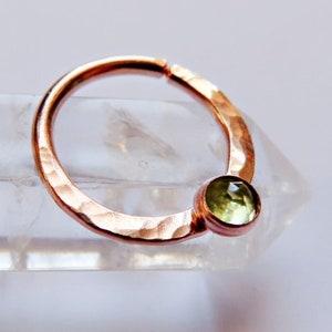 peridot septum ring,  rose gold filled septum ring, 8mm gold septum ring, 10mm gold septum ring, 20 gauge opal septum ring, 16 gauge septum