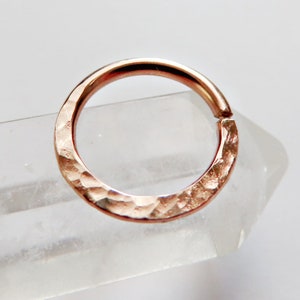 rose gold daith ring hammered, 8mm rose gold filled daith ring, 10mm rose gold filled cartilage ring, 18 gauge rose gold filled daith ring
