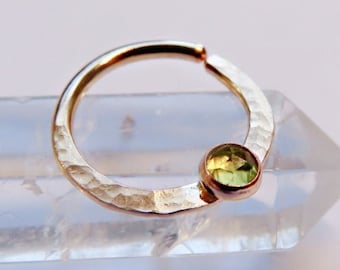 peridot daith ring, gold filled cartilage ring, 8mm gold daith hoop, 10mm gold daith ring, 20 gauge helix ring, 16 gauge piercing