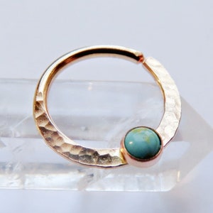 turquoise septum ring gold filled, septum hoop, gold septum piercing in 8mm, 9mm, 10mm, 20 gauge, 18 gauge, 16 gauge gemstone septum ring