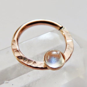 moonstone septum ring rose gold, gold filled septum ring, gold moon septum ring, moon goddess septum ring, 16 18 20 gauge septum ring