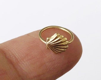 shell cartilage ring, gold filled cartilage hoop, mermaid cartilage hoop, dainty cartilage ring, tiny cartilage ring, 6mm cartilage hoop