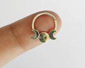 moon phases daith ring, sterling silver daith piercing, daith hoop, moon phases daith jewelry, 18 gauge daith ring, 20 gauge daith ring, 16