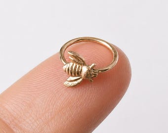 bee belly button ring, gold filled belly button hoop, small belly button hoop, dainty  bellybutton ring, small belly button hoop 8mm