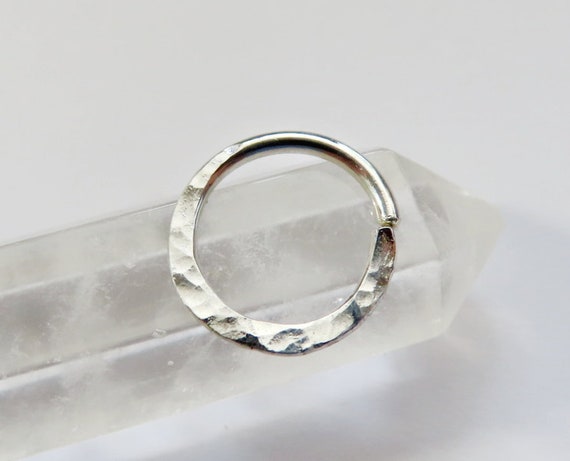 sterling silver daith ring hammered, 8mm silver daith ring, 10mm sterling silver cartilage ring, 18 gauge sterling silver daith ring