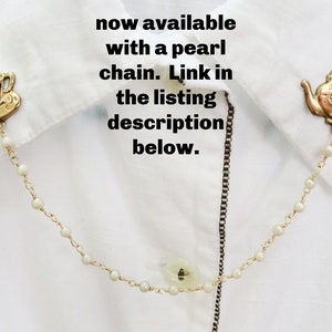 Brass Teapot and Teacup Collar Chain Pins image 3