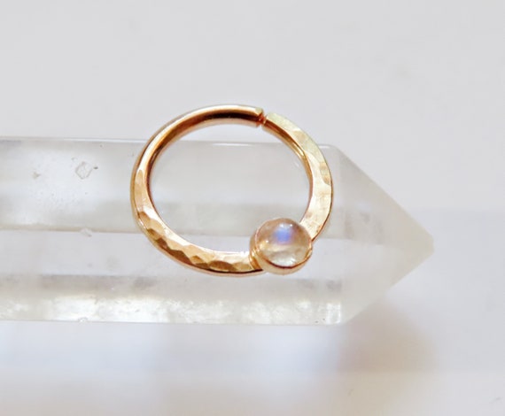 moonstone daith ring, gold filled daith piercing, daith hoop, moonstone daith jewelry, 18 gauge daith ring, 20 gauge daith ring, 8mm daith