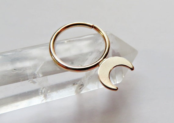 moon septum ring gold filled, half moon septum hoop, crescent moon septum ring, moon goddess piercing, 16, 18, 20 gauge septum piercing, 8mm