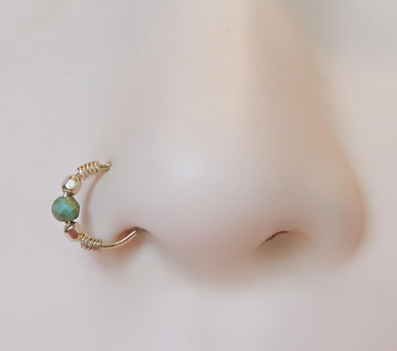 Turquoise beaded nose ring