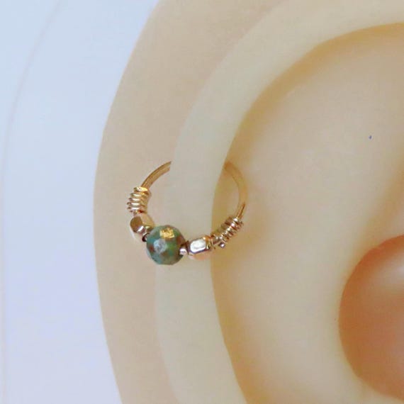 Turquoise beaded helix ring