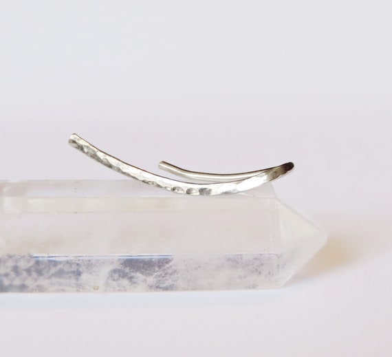 hammered ear climber earrings in sterling silver, ear crawlers, ear cuff earrings, single or pair of ear climbers available in gold filled