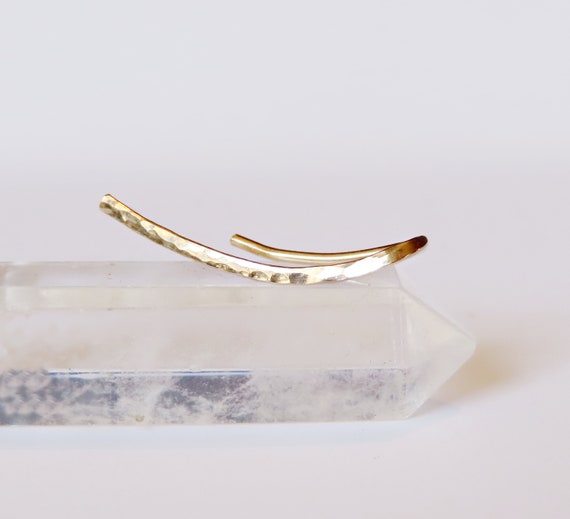 hammered ear climber earrings in gold filled, ear crawlers, gold ear cuff earrings, single or pair ear climber available in sterling silver