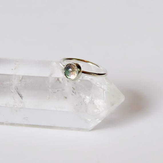 labradorite nose ring, sterling silver nose hoop ring, dainty nose ring, tiny nose ring, 20 gauge nose ring, 22 gauge nose ring, 6mm 8mm 10m
