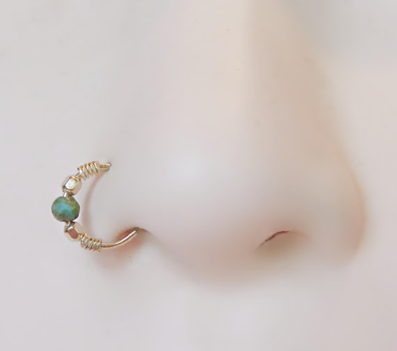 Turquoise beaded nose ring