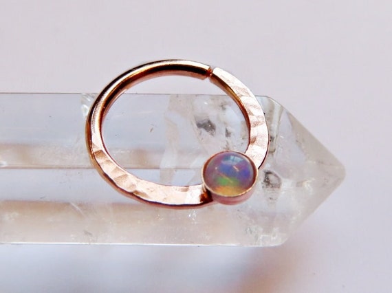 opal daith ring, rose gold filled daith piercing, Ethiopian opal daith hoop, opal daith jewelry, 18 gauge daith ring, 20 gauge daith ring