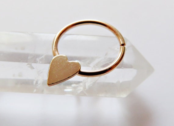 heart septum ring, gold filled septum ring, gold heart septum ring, 8mm septum ring, 20 gauge septum ring, 18 gauge silver septum ring
