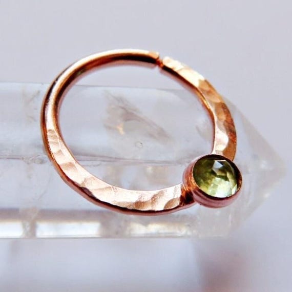 peridot septum ring,  rose gold filled septum ring, 8mm gold septum ring, 10mm gold septum ring, 20 gauge opal septum ring, 16 gauge septum