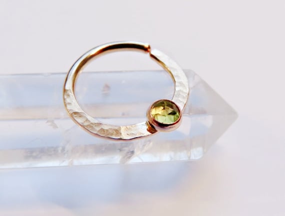 gold peridot septum ring, gold filled septum ring, 8mm gold septum ring, 10mm gold septum ring, 20 gauge opal septum ring, 16 gauge septum
