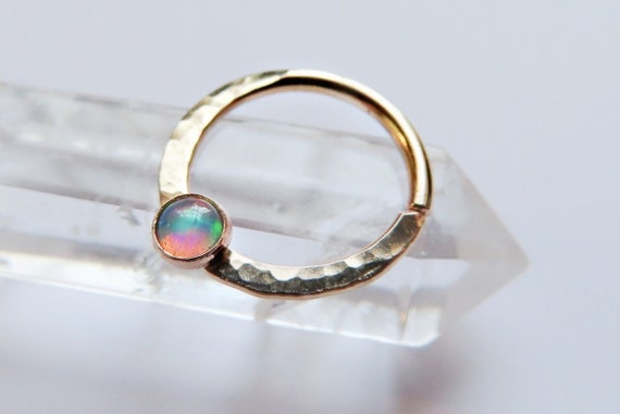 opal daith ring, gold filled daith piercing, Ethiopian opal daith hoop, opal daith jewelry, 18 gauge daith ring, 20 gauge daith ring
