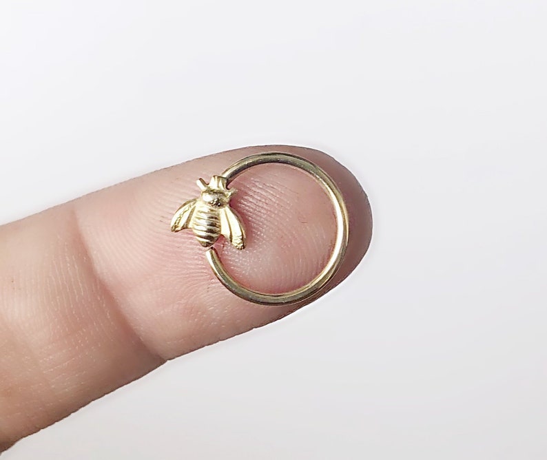 bee daith piercing, gold filled daith ring, bee daith hoop, bee daith jewelry, honey bee cartilage ring, 18 gauge, 16 gauge, 20 gauge 