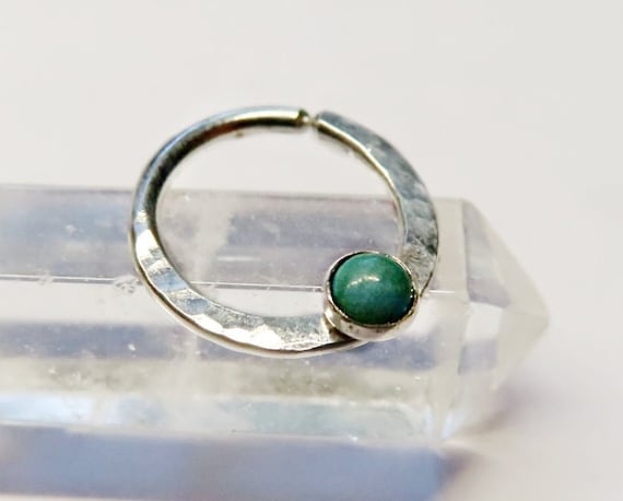turquoise septum ring, sterling silver septum ring, turquoise nose ring, 20 gauge turquoise septum ring, 18 gauge sterling silver septum rin