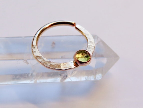 peridot daith ring, gold filled cartilage ring, 8mm gold daith hoop, 10mm gold daith ring, 20 gauge helix ring, 16 gauge piercing