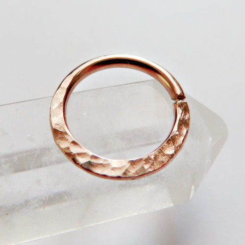 Rose Gold Septum Ring Hammered 8mm Rose Gold Filled Septum - Etsy