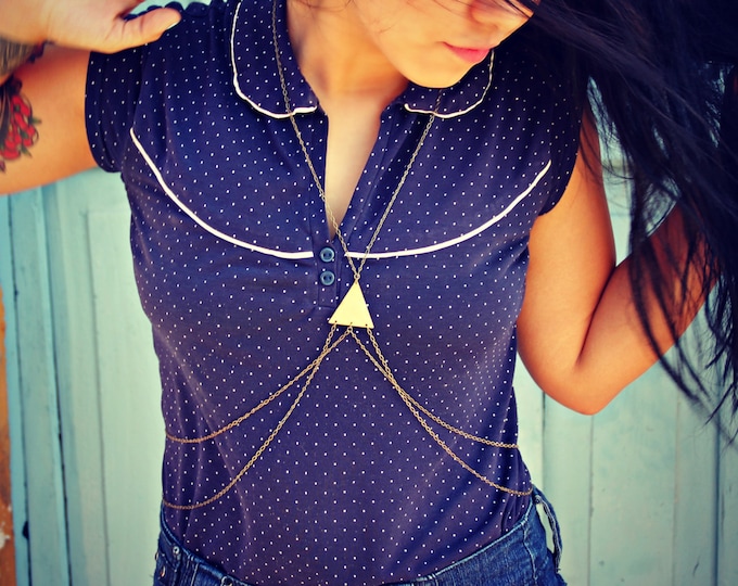 Single Triangle Body Chain in Antique Brass Triangle Etsy
