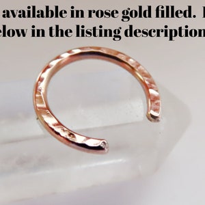 horseshoe septum ring gold filled, 8mm gold septum ring, 10mm gold septum ring, 20 gauge gold septum ring, 18 gauge gold filled septum ring image 3