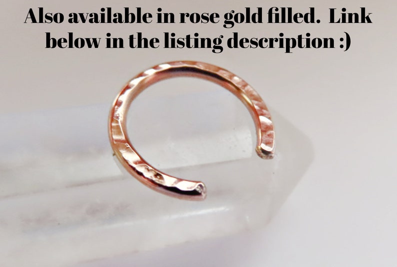 horseshoe septum ring gold filled, 8mm gold septum ring, 10mm gold septum ring, 20 gauge gold septum ring, 18 gauge gold filled septum ring image 3