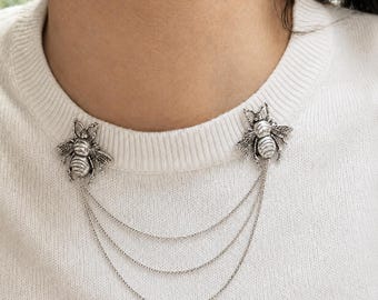 Alfileres para cárdigan, alfileres para suéter, pinzas para cárdigan, pinzas para suéter, protectores para suéter, cierres para suéter, clips para protectores de suéter, cadenas para suéter, alfileres con forma de abeja