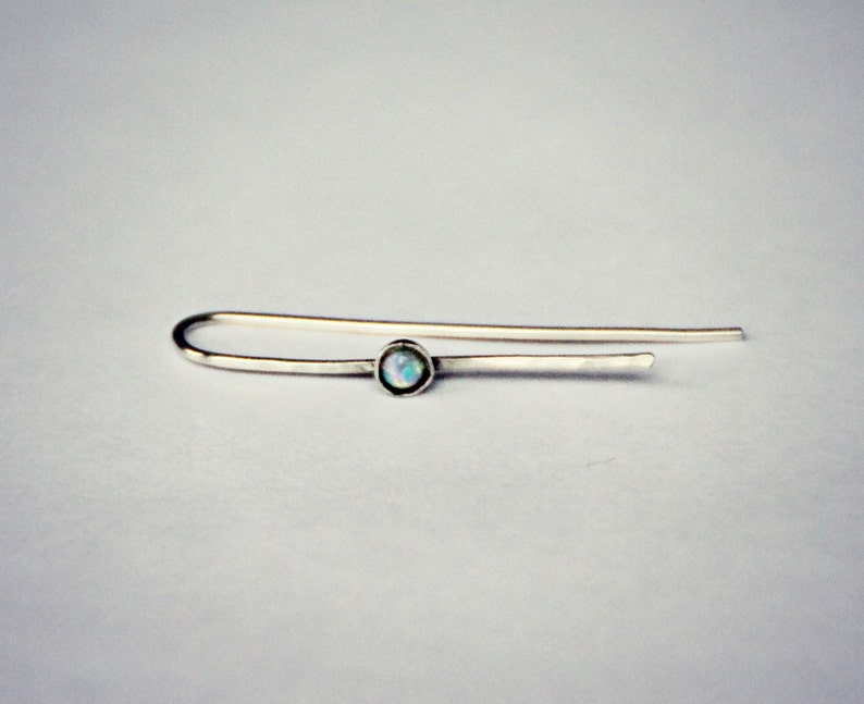 silver ear crawler sterling silver ear climber with blue opal silver ear pin opal ear cuff blue opal ear crawler opal ear climber