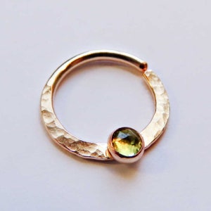 gold peridot septum ring, gold filled septum ring, 8mm gold septum ring, 10mm gold septum ring, 20 gauge opal septum ring, 16 gauge septum image 2