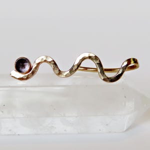 Ear climber earrings with iolite in gold filled, wavy hammered ear crawlers single or pair also available in sterling silver
