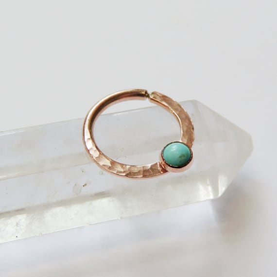 rose gold turquoise septum ring, gold septum ring, turquoise nose ring, 20 gauge turquoise septum ring, 18 gauge rose gold filled septum rin