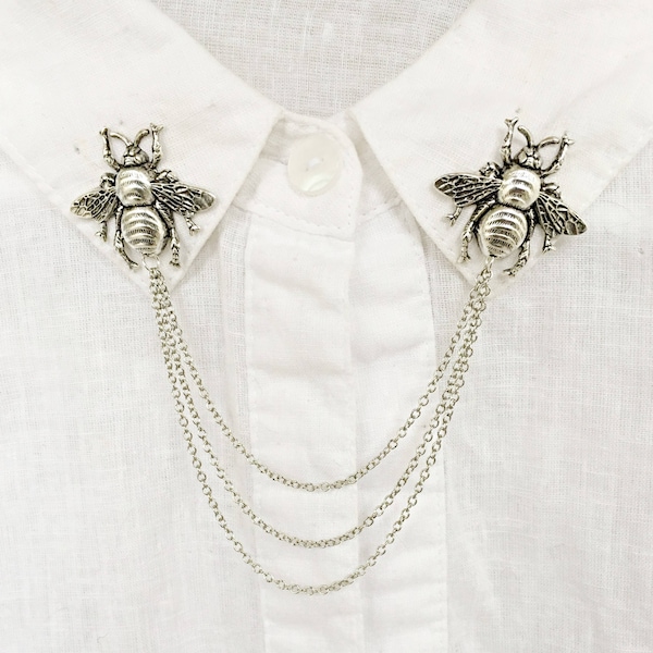 Bee collar pins, collar chain, collar brooch, lapel pin, bee pin, bee brooch
