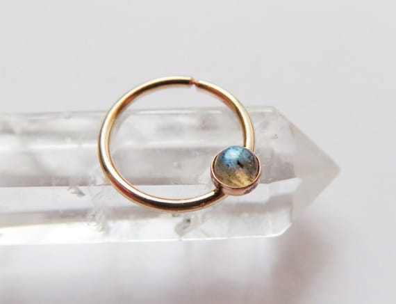 labradorite daith ring gold filled, simple daith hoop, gold daith piercing in 16 gauge, 18 gauge, 20 gauge, daith diameter 7mm, 8mm, 9mm, 10