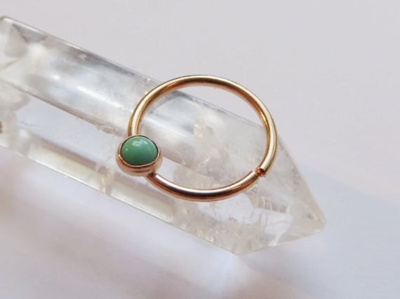 turquoise septum ring gold filled, simple septum hoop, gold septum piercing in 16 gauge, 18 gauge, 20 gauge, septum diameter 8mm, 9mm