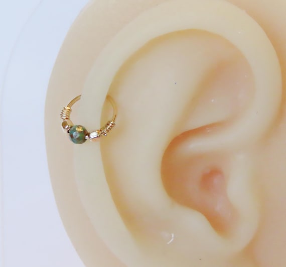 Turquoise beaded helix ring