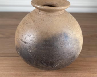 Vintage Oaxacan Burnished Clay Vase | Handmade Terracotta Pottery Vessel | Large Decorative Earthenware Jar