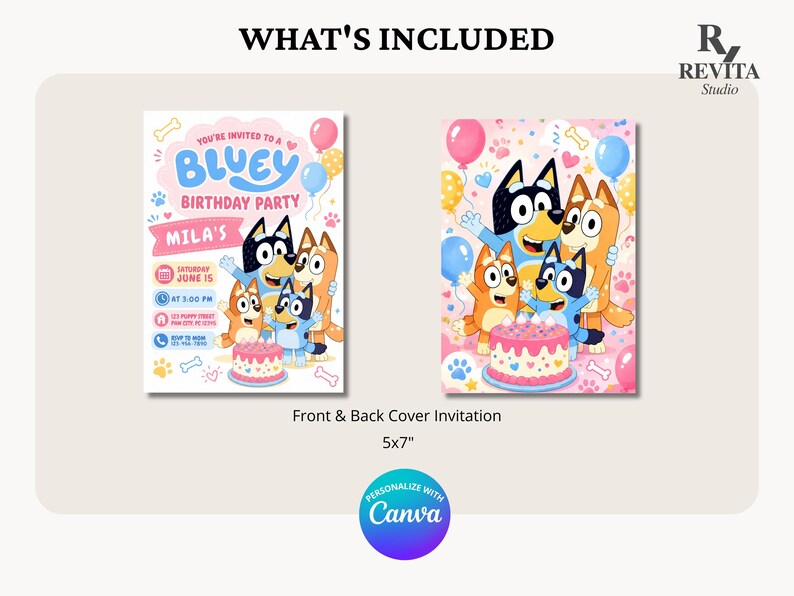 Editable Bluey Birthday Invitation , Bluey Party Invite, Bluey Kids Birthday Invite, Bluey Twoey 2nd Birthday Girl Invitation image 9