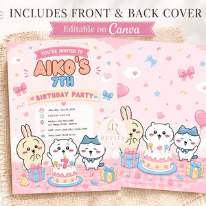Hamster Usagi Chiikawa Birthday Invitation | Girls Birthday Party Invite (Digital Download)