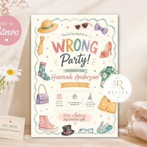 Wrong Event Party Invitation | Editable Canva Template | Dress-Up Theme (Digital or 5x7in Print)