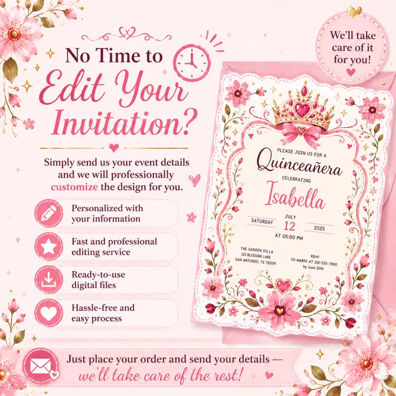 Vintage Floral Quince Invitation Template, Minimalist Sweet 16 ...