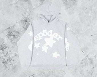 Sudadera con capucha Sp5der Beluga estilo streetwear / Sudadera con capucha extragrande con estampado de telaraña / Sudadera unisex de moda hip hop