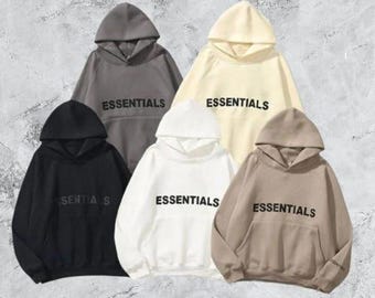 Sudadera con capucha Essentials unisex extragrande, estilo streetwear minimalista, sudadera con capucha de felpa informal.